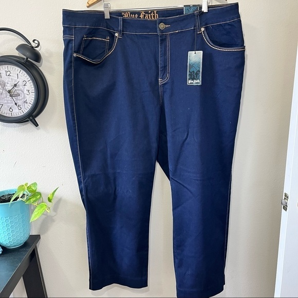 Blue Faith Dark Wash Indigo Stretch Jeans Plus Size 24 / 20W - Picture 1 of 10